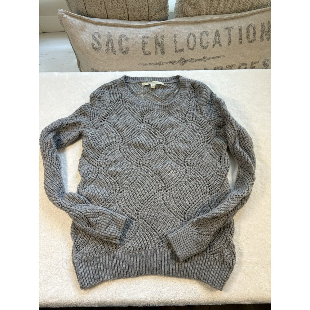 LC‎ Lauren Conrad Wool Blend Geometric Knit Sweater Gray Women's Med Lightweight